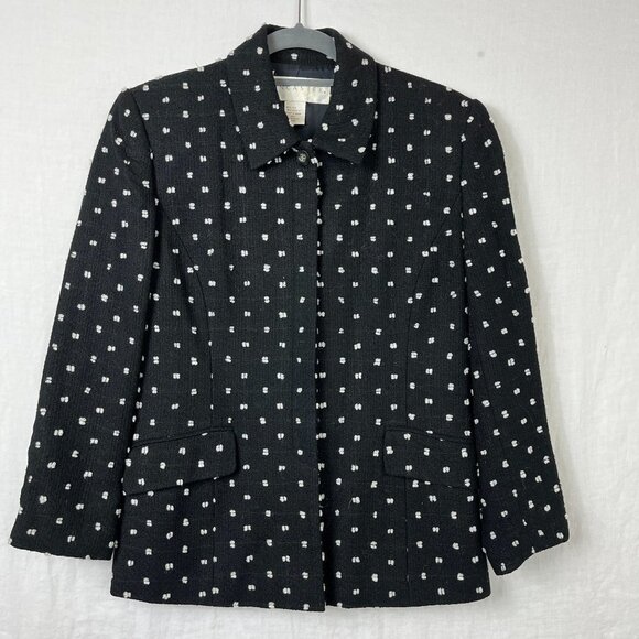 Don Caster Silk Polka Dot Jacket Womens 6 Professional Office Preppy Mature Boxy - Picture 1 of 12